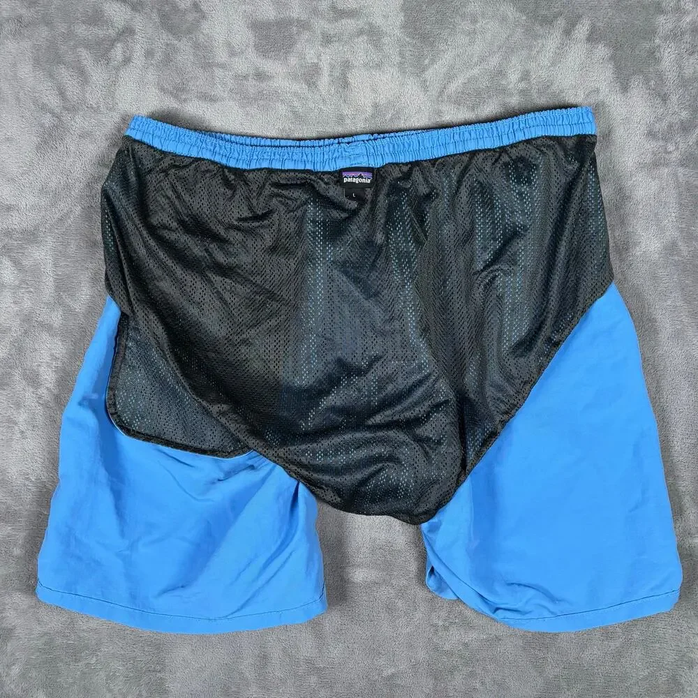Men’s Patagonia Baggies 5” Swim Trunks Blue Mesh Lined Shorts Large